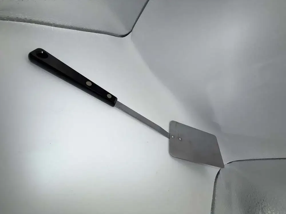 Vintage EKCO Flint Vanadium Stainless Steel Solid Spatula with Black Handle